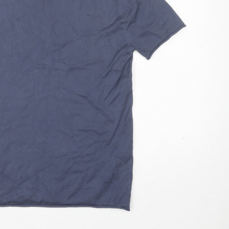 Next Men’s Blue M Short Sleeve Crew Neck Fine Knit Pullover Jumper