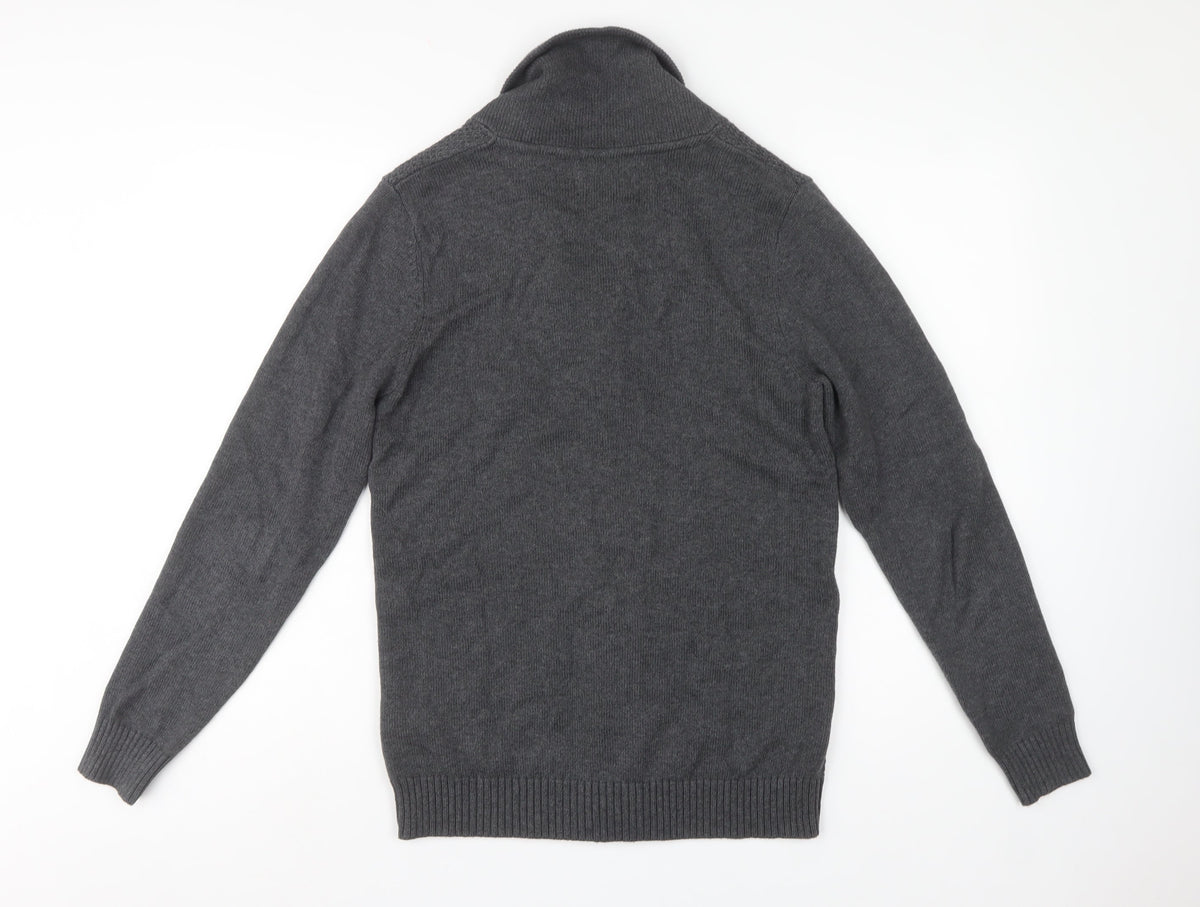Selected Homme Men’s Grey S Shawl Collar Button Cardigan Cotton