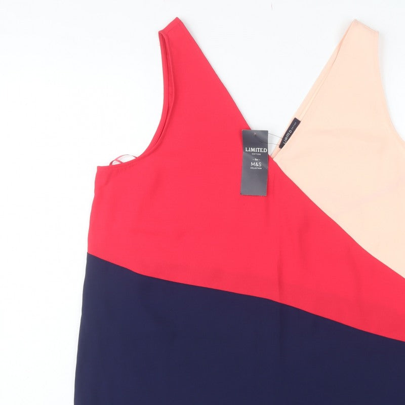Marks & Spencer Women Multicoloured UK 16 Basic Colourblock Tank Top