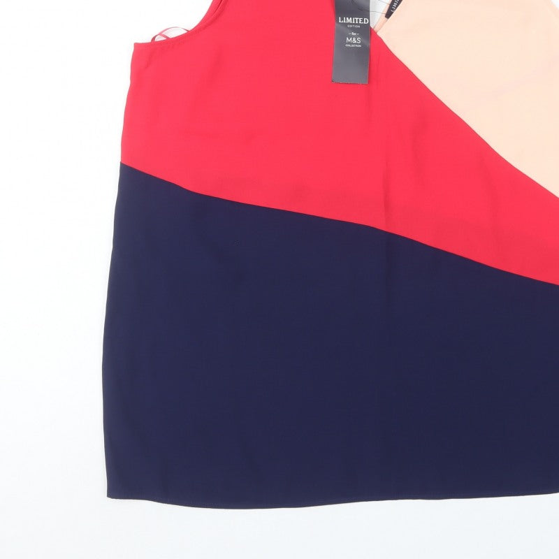 Marks & Spencer Women Multicoloured UK 16 Basic Colourblock Tank Top