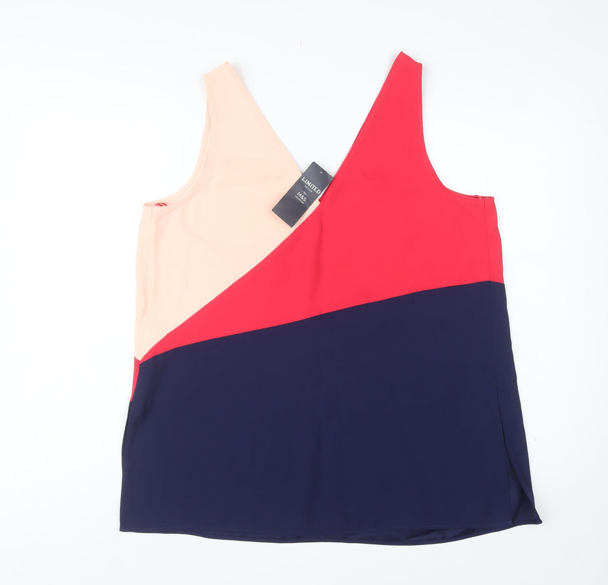 Marks & Spencer Women Multicoloured UK 16 Basic Colourblock Tank Top