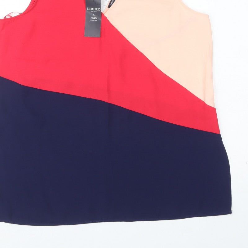 Marks & Spencer Women Multicoloured UK 16 Basic Colourblock Tank Top