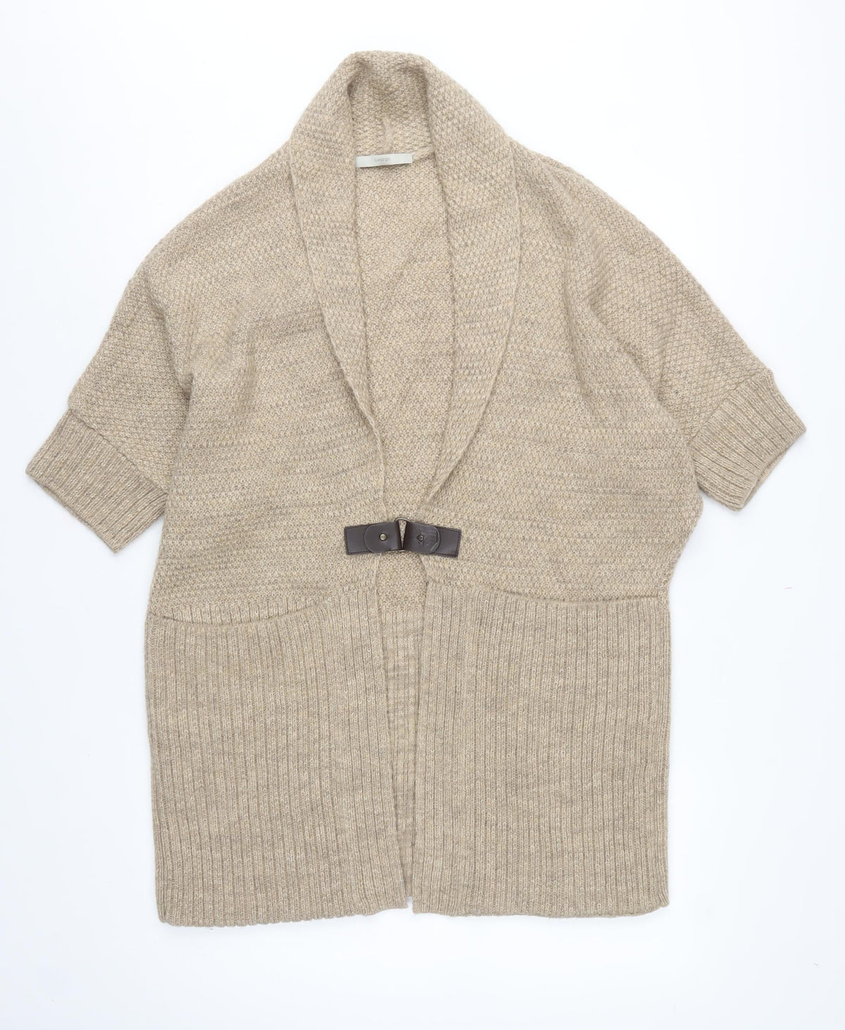 George Women’s Beige M Knit Cowl Neck Open Cardigan