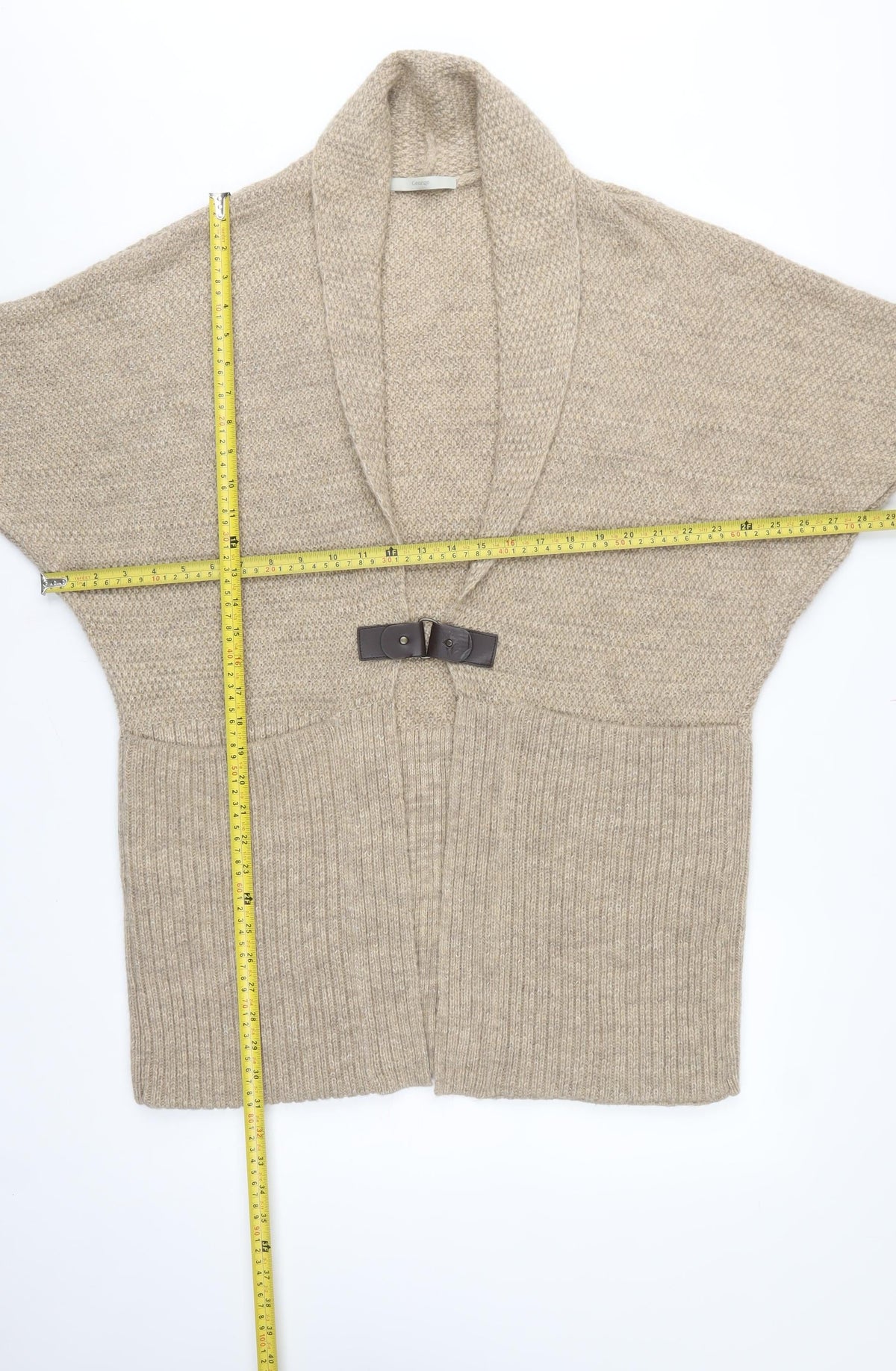 George Women’s Beige M Knit Cowl Neck Open Cardigan