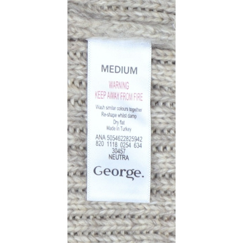 George Women’s Beige M Knit Cowl Neck Open Cardigan