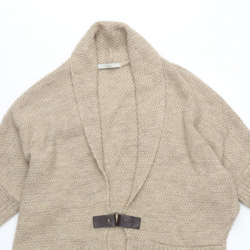 George Women’s Beige M Knit Cowl Neck Open Cardigan