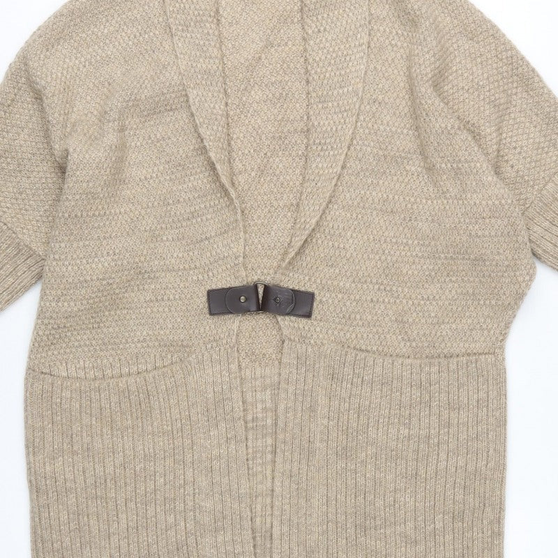 George Women’s Beige M Knit Cowl Neck Open Cardigan