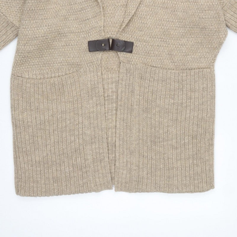 George Women’s Beige M Knit Cowl Neck Open Cardigan