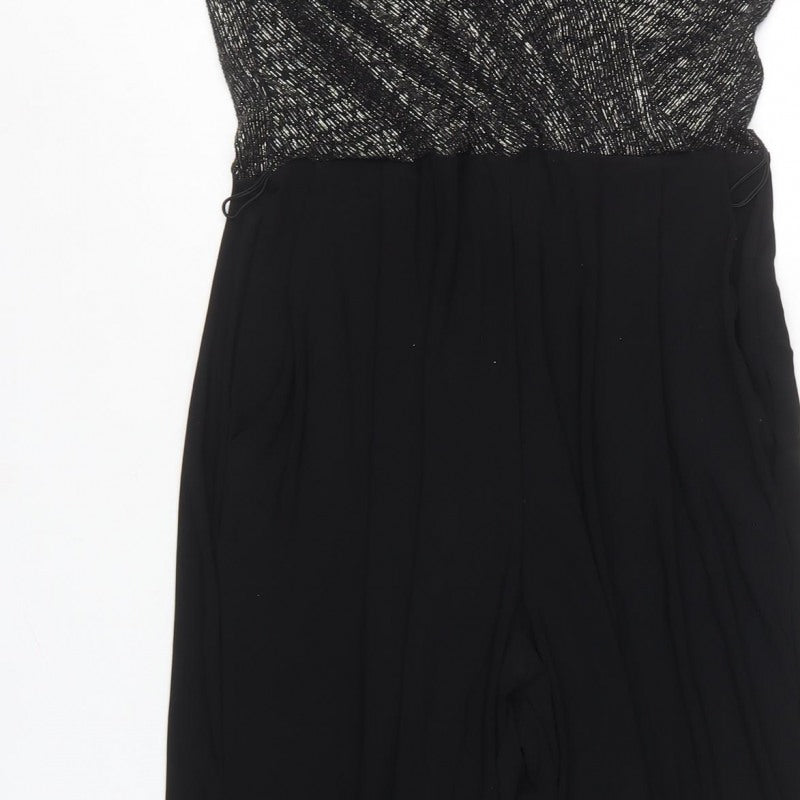 Principles Petite Women Black Silver UK 8 Metallic Wide Leg Jumpsuit