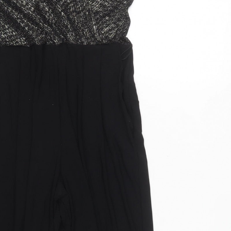 Principles Petite Women Black Silver UK 8 Metallic Wide Leg Jumpsuit