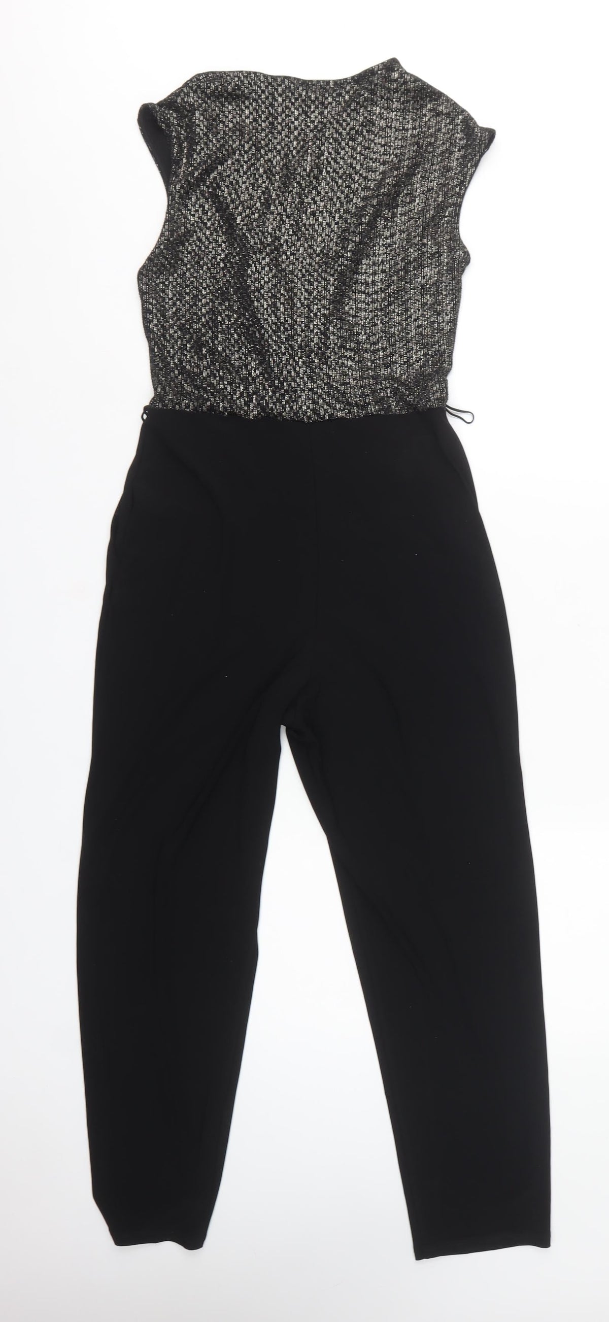 Principles Petite Women Black Silver UK 8 Metallic Wide Leg Jumpsuit