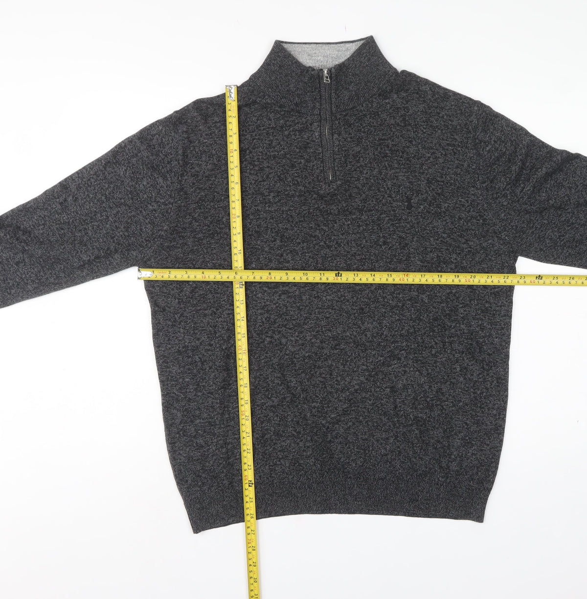 Next Mens Grey L 1/4 Zip High Neck Cotton Blend Knit Jumper