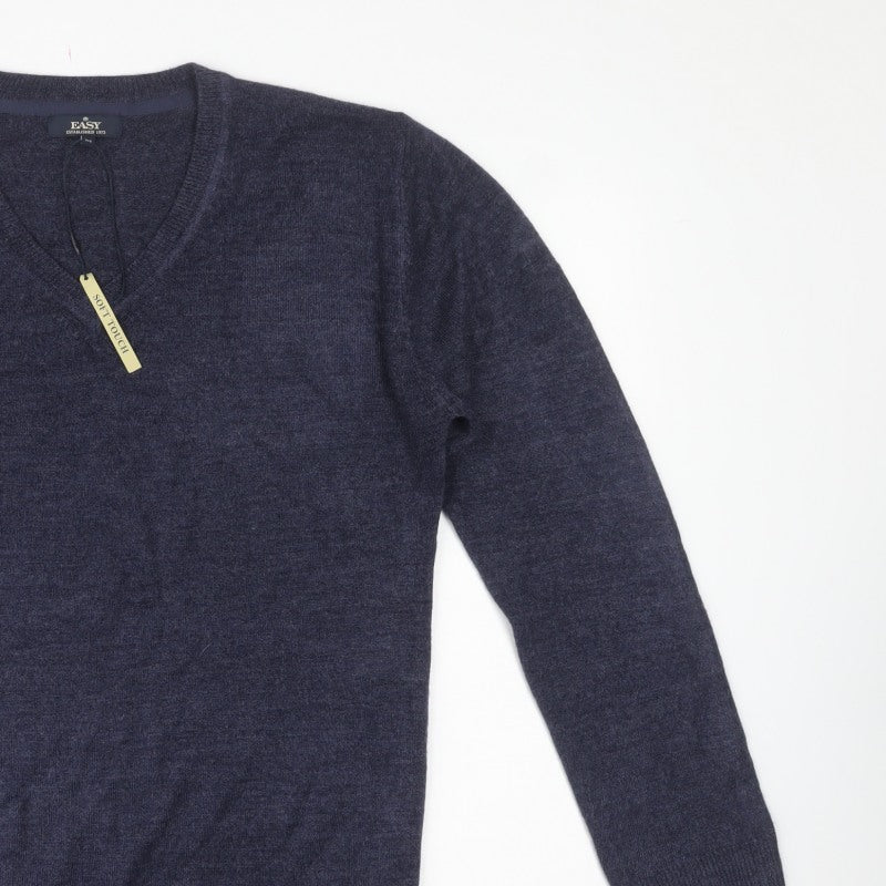Easy Men’s Blue V-Neck Acrylic Knit Pullover Jumper Size M