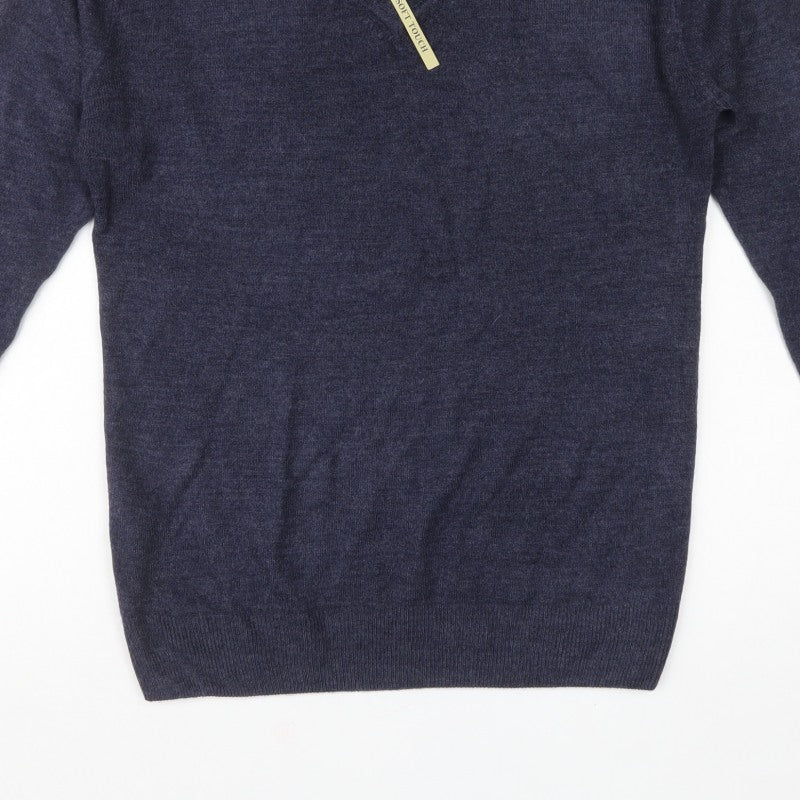 Easy Men’s Blue V-Neck Acrylic Knit Pullover Jumper Size M