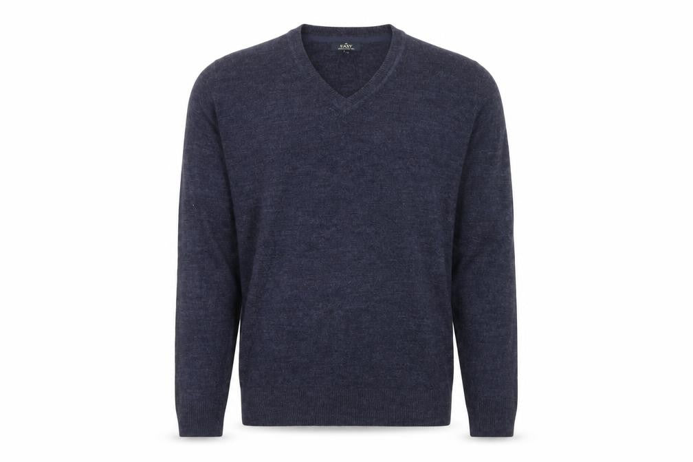 Easy Men’s Blue V-Neck Acrylic Knit Pullover Jumper Size M