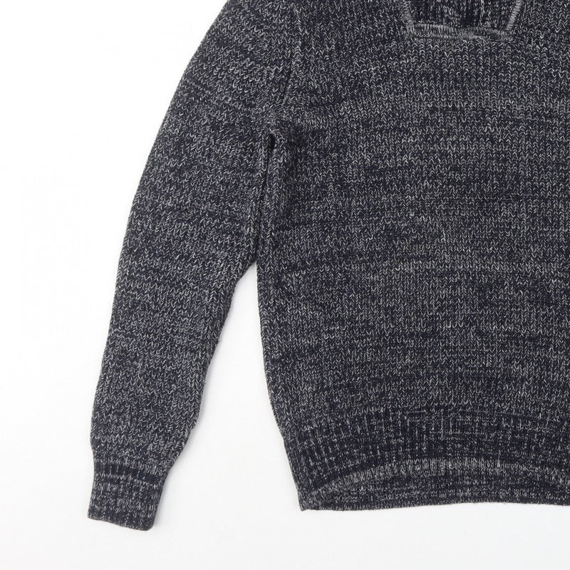 Banana Republic Men’s Blue Marled 1/4 Zip Chunky Knit Jumper L
