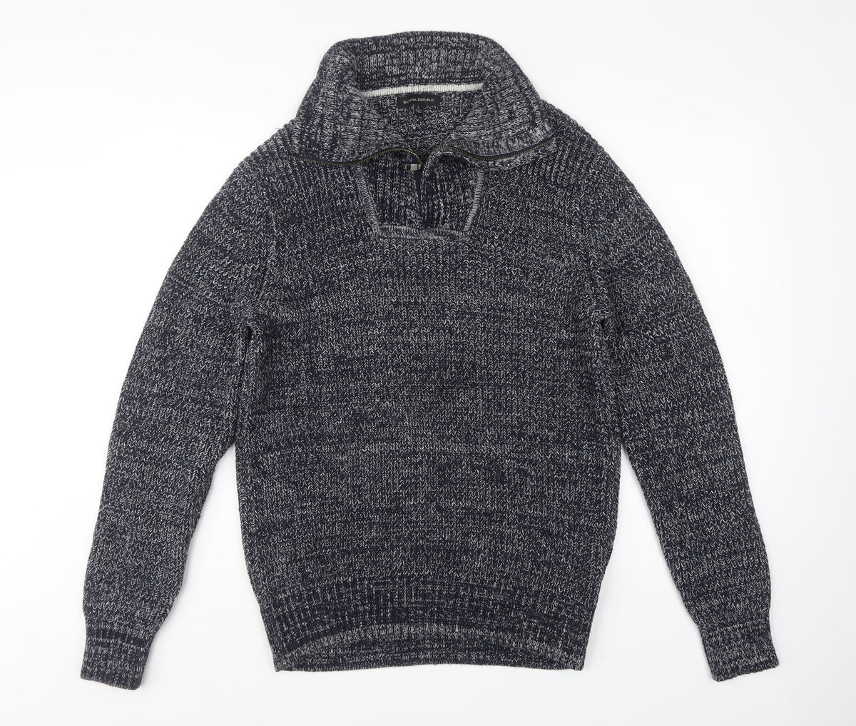 Banana Republic Men’s Blue Marled 1/4 Zip Chunky Knit Jumper L