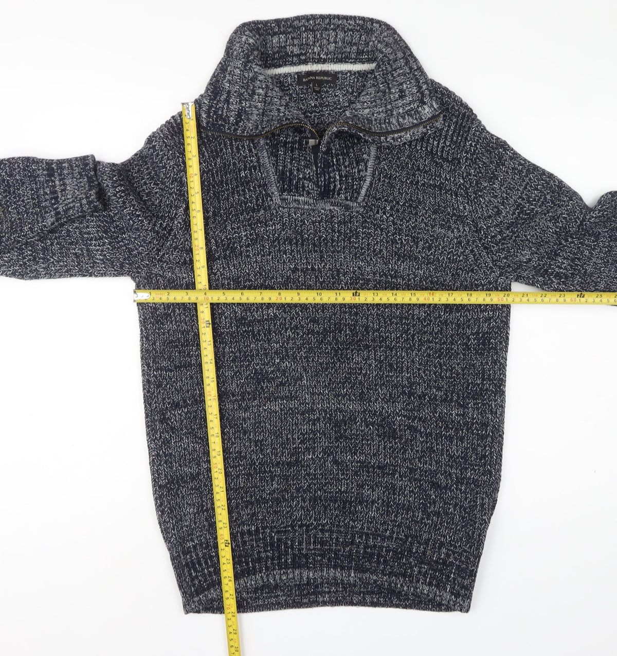 Banana Republic Men’s Blue Marled 1/4 Zip Chunky Knit Jumper L