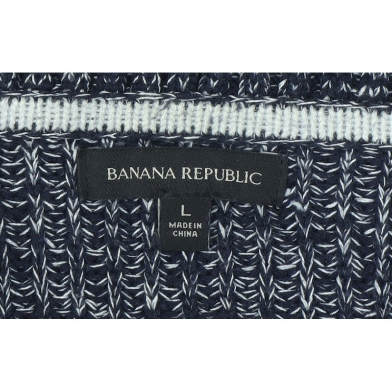 Banana Republic Men’s Blue Marled 1/4 Zip Chunky Knit Jumper L