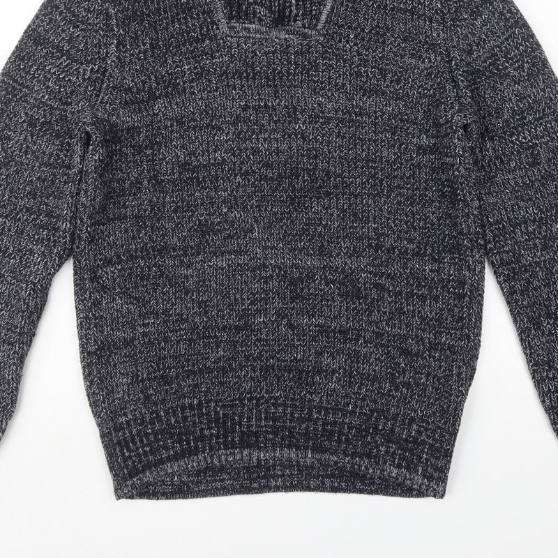 Banana Republic Men’s Blue Marled 1/4 Zip Chunky Knit Jumper L