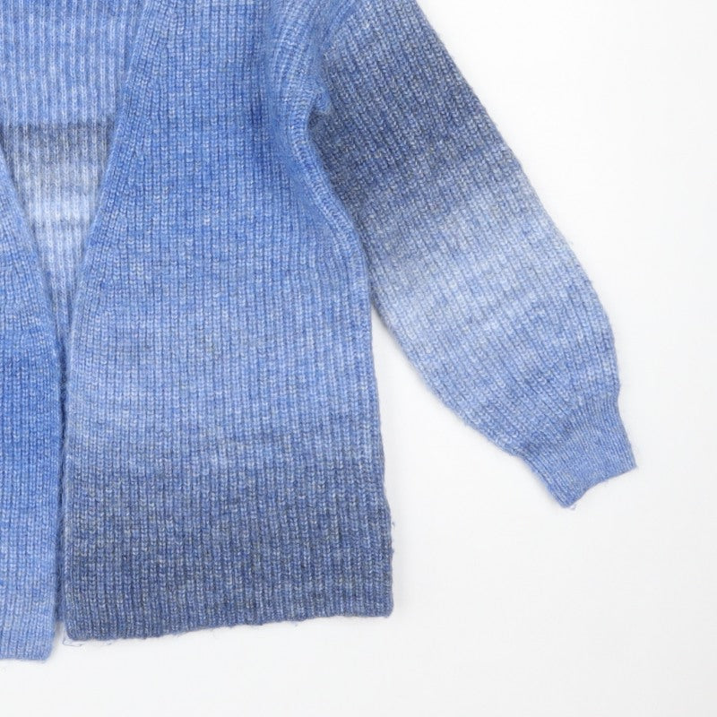 Tu Women’s Blue Size 8 Chunky Knit Open Cardigan Balloon Sleeves