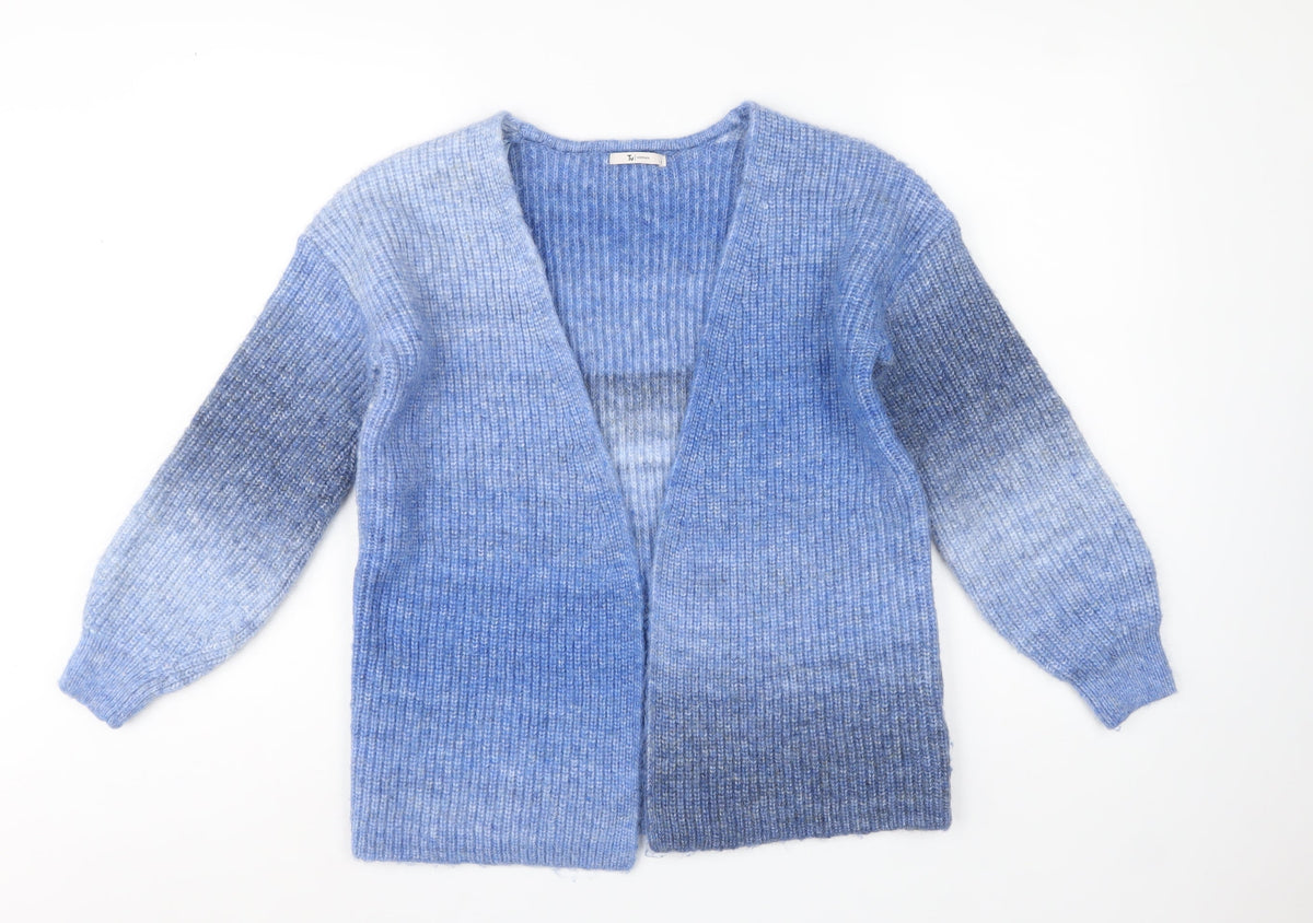 Tu Women’s Blue Size 8 Chunky Knit Open Cardigan Balloon Sleeves