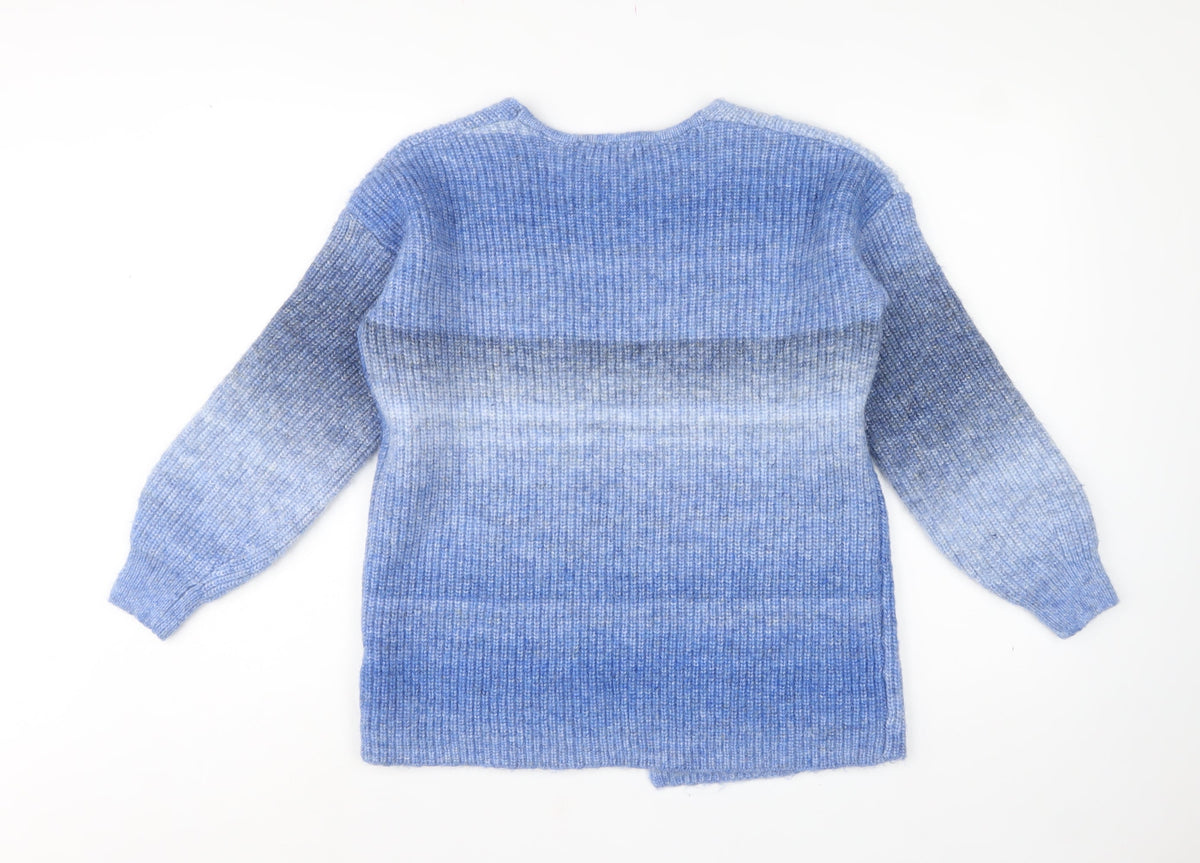 Tu Women’s Blue Size 8 Chunky Knit Open Cardigan Balloon Sleeves