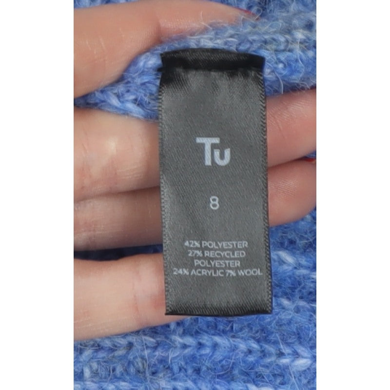 Tu Women’s Blue Size 8 Chunky Knit Open Cardigan Balloon Sleeves