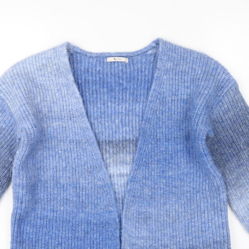 Tu Women’s Blue Size 8 Chunky Knit Open Cardigan Balloon Sleeves