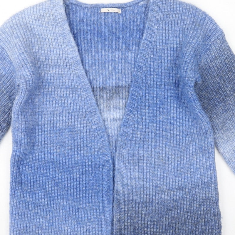 Tu Women’s Blue Size 8 Chunky Knit Open Cardigan Balloon Sleeves