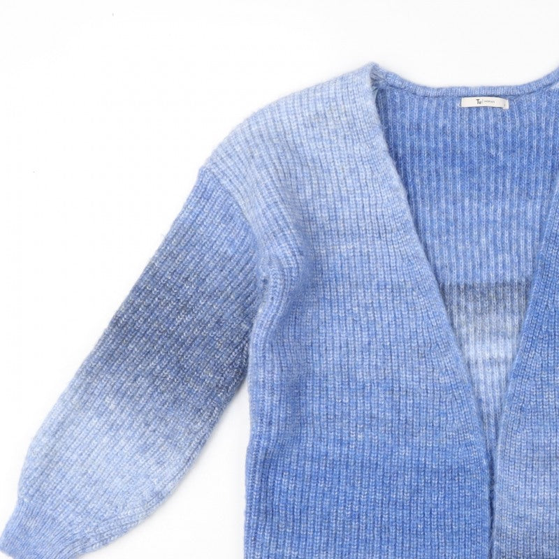 Tu Women’s Blue Size 8 Chunky Knit Open Cardigan Balloon Sleeves