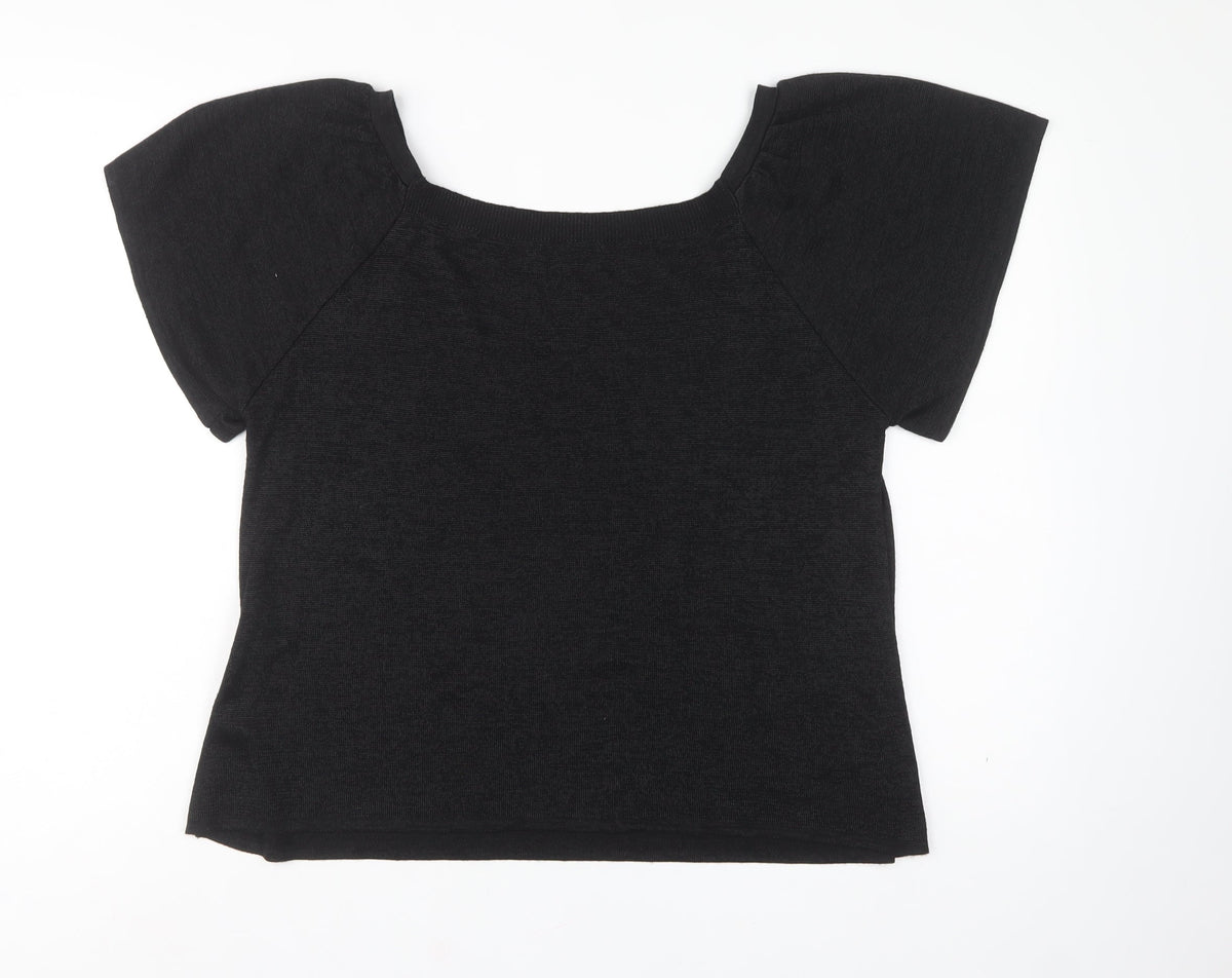 Tu Women’s Black Size 18 Short Sleeve Knit Pullover Jumper