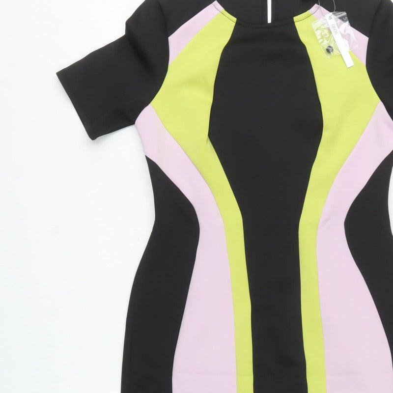 ASOS Women Multicoloured UK 12 Bodycon Colourblock Knee Dress