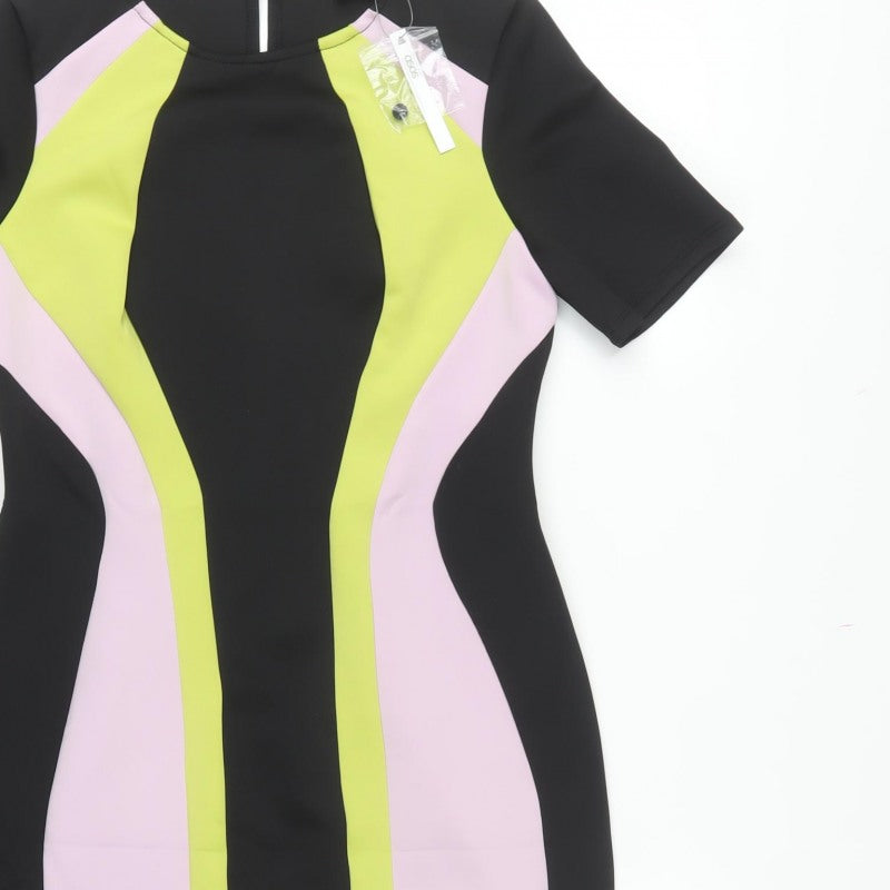 ASOS Women Multicoloured UK 12 Bodycon Colourblock Knee Dress