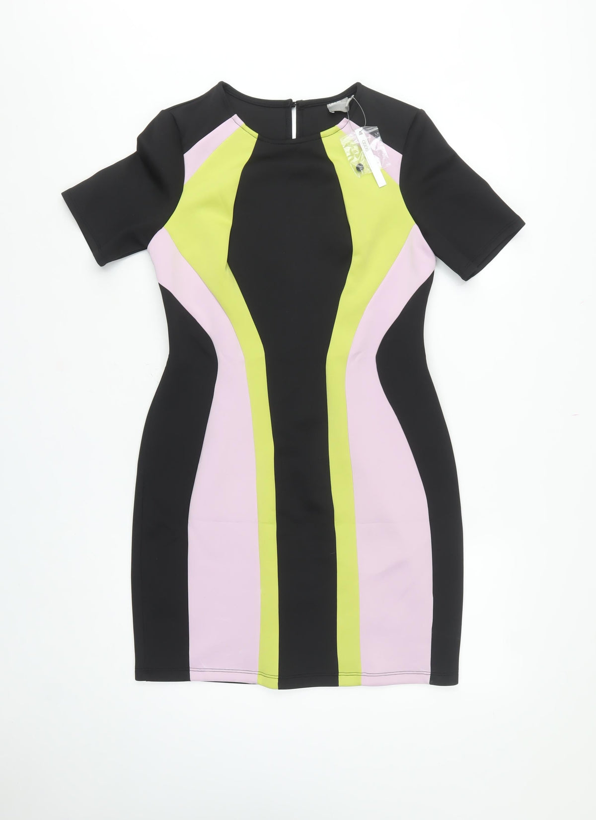 ASOS Women Multicoloured UK 12 Bodycon Colourblock Knee Dress