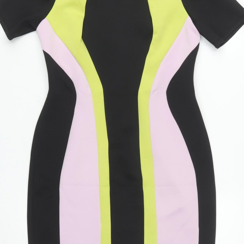 ASOS Women Multicoloured UK 12 Bodycon Colourblock Knee Dress