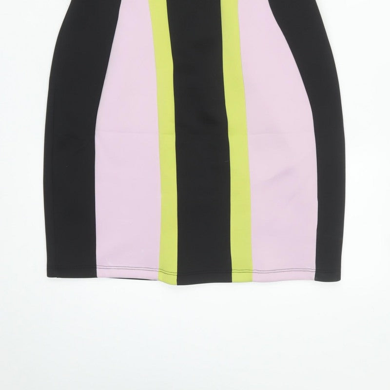 ASOS Women Multicoloured UK 12 Bodycon Colourblock Knee Dress