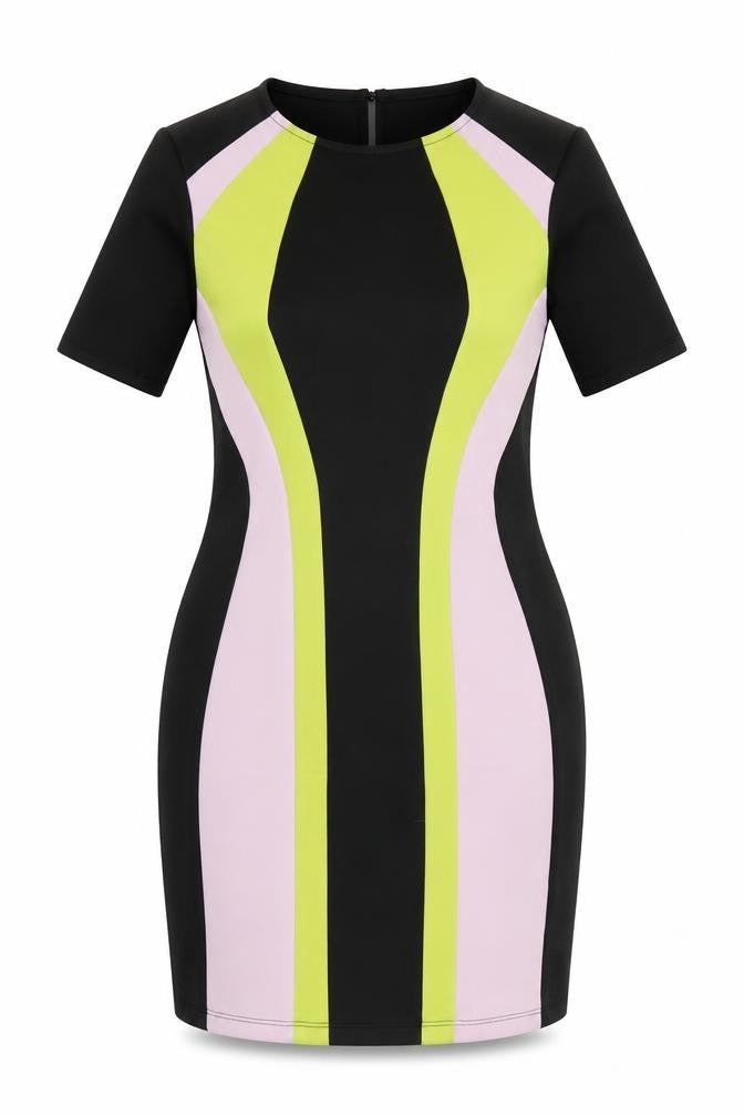 ASOS Women Multicoloured UK 12 Bodycon Colourblock Knee Dress