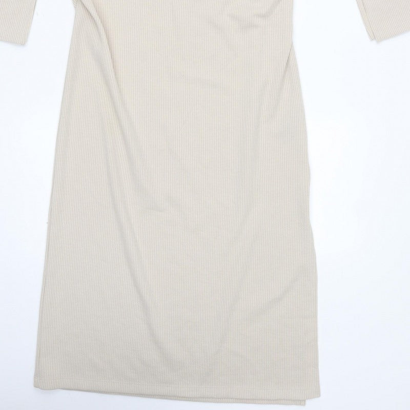 FW Bridge Women’s Beige Size 12 Rib Knit Long Bodycon Dress