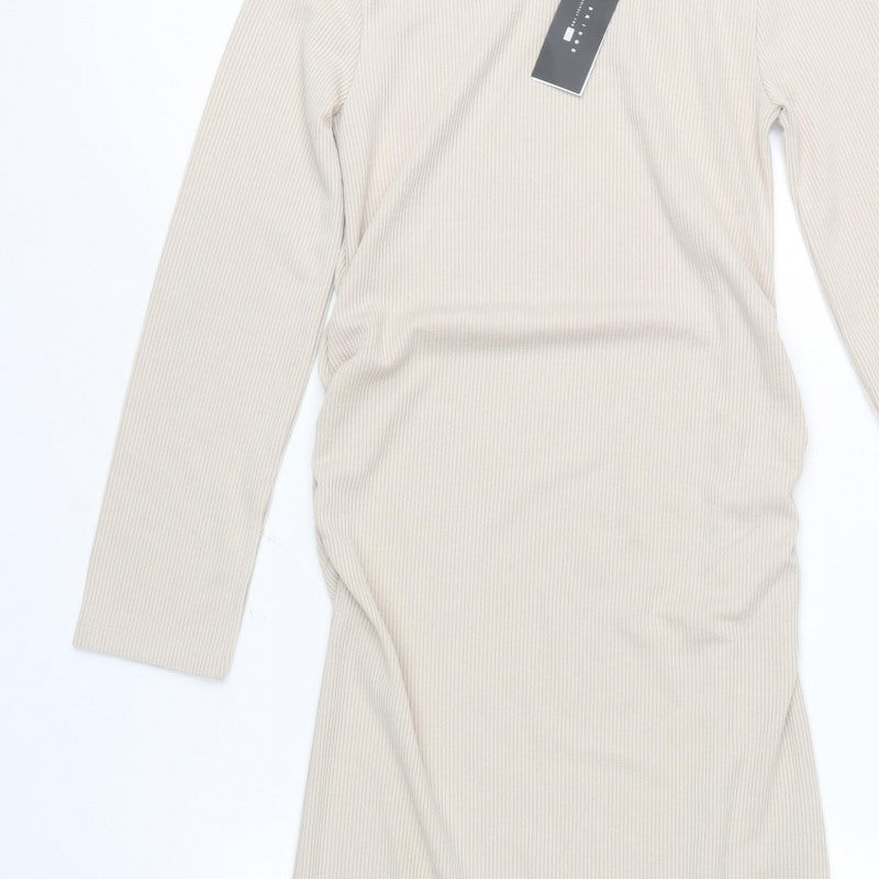 FW Bridge Women’s Beige Size 12 Rib Knit Long Bodycon Dress