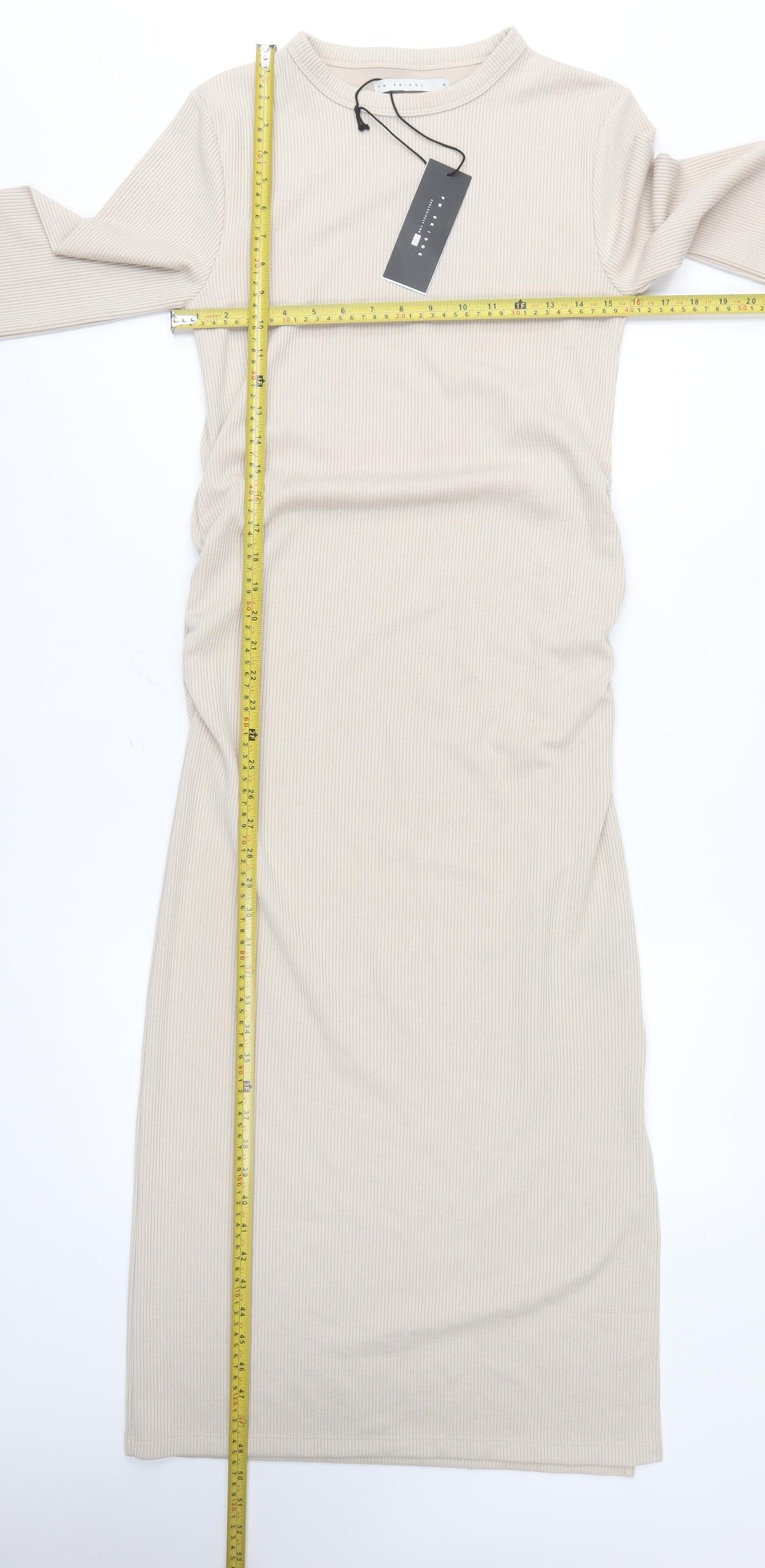 FW Bridge Women’s Beige Size 12 Rib Knit Long Bodycon Dress