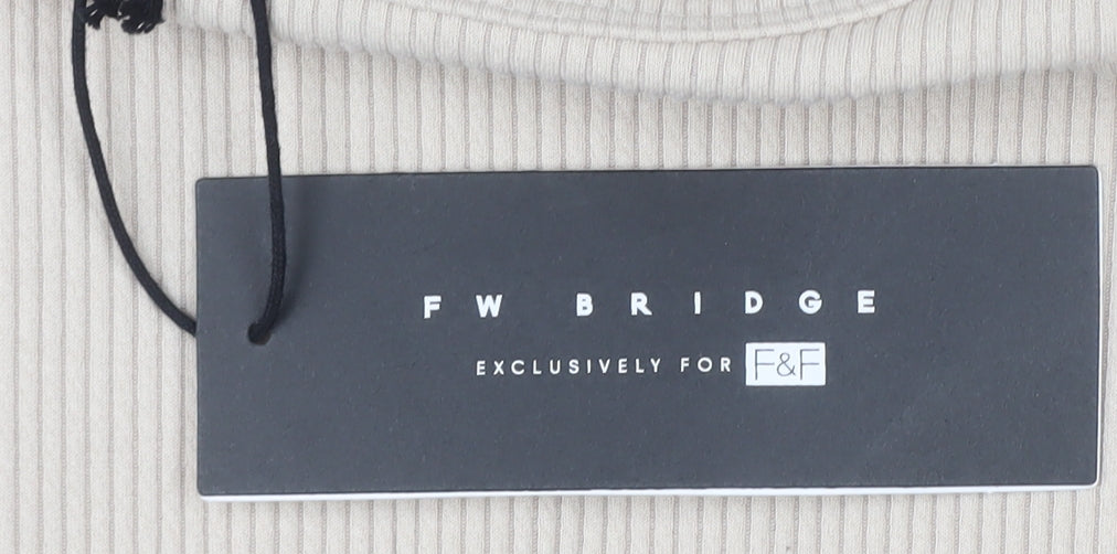 FW Bridge Women’s Beige Size 12 Rib Knit Long Bodycon Dress