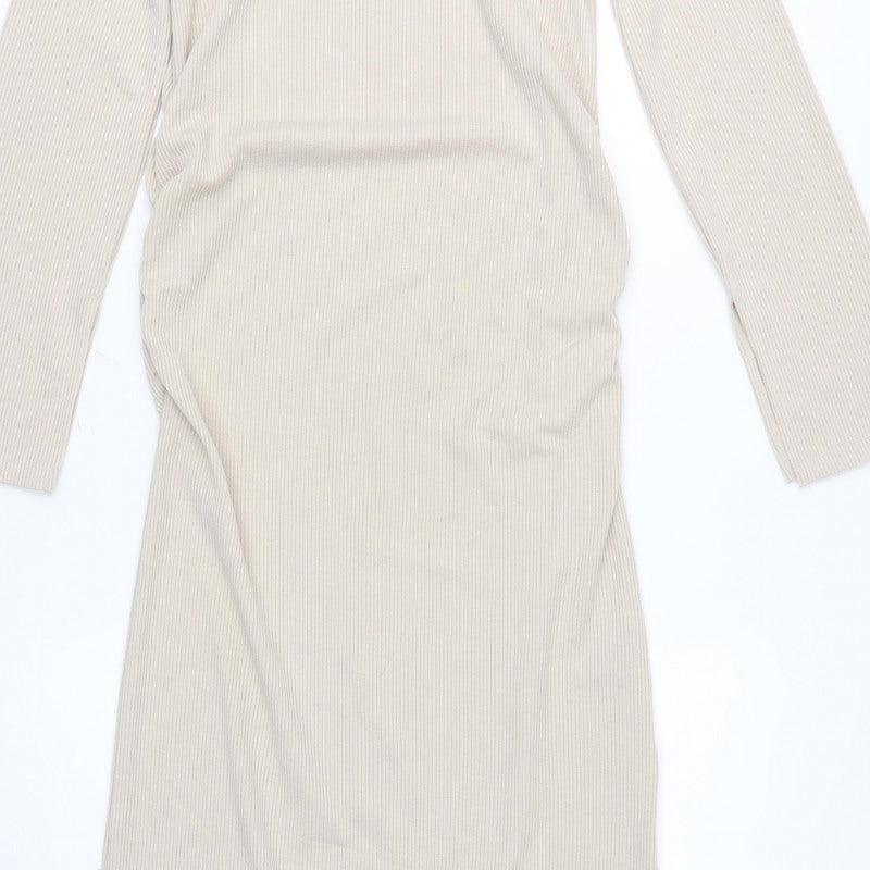 FW Bridge Women’s Beige Size 12 Rib Knit Long Bodycon Dress