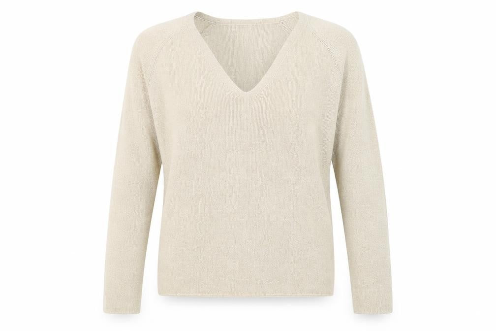 Mango MNG Women's Gold V-Neck Metallic Knit Pullover Jumper XL