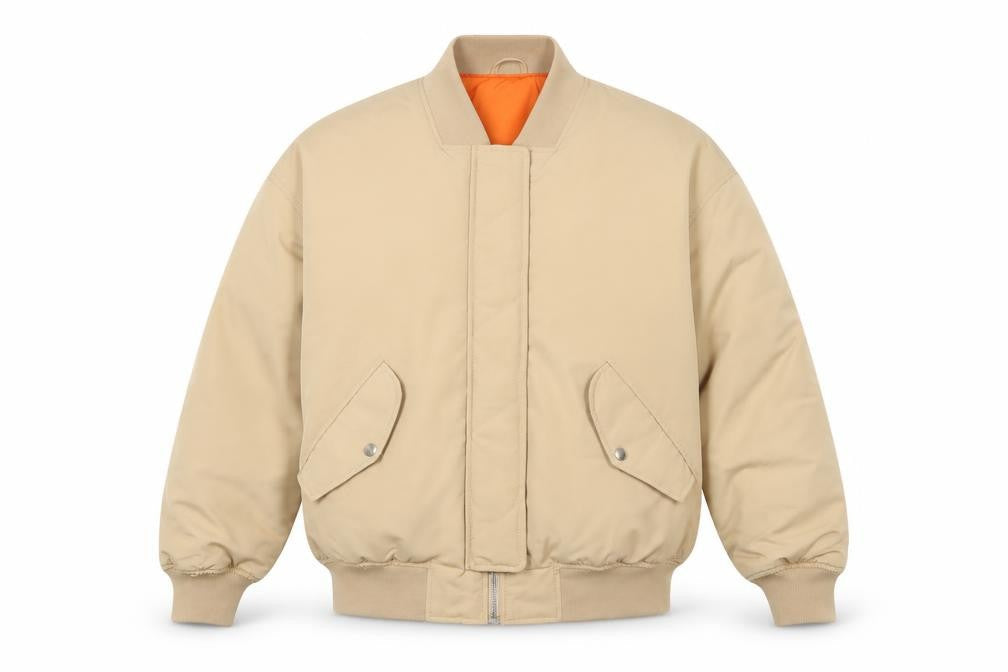 Pull&Bear Men’s Beige M Bomber Jacket Padded Full Zip