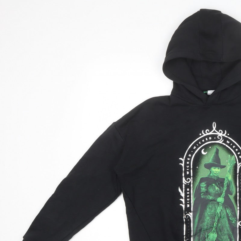 Wicked Girls Black 11-12 Years Pullover Hoodie Elphaba Graphic Print