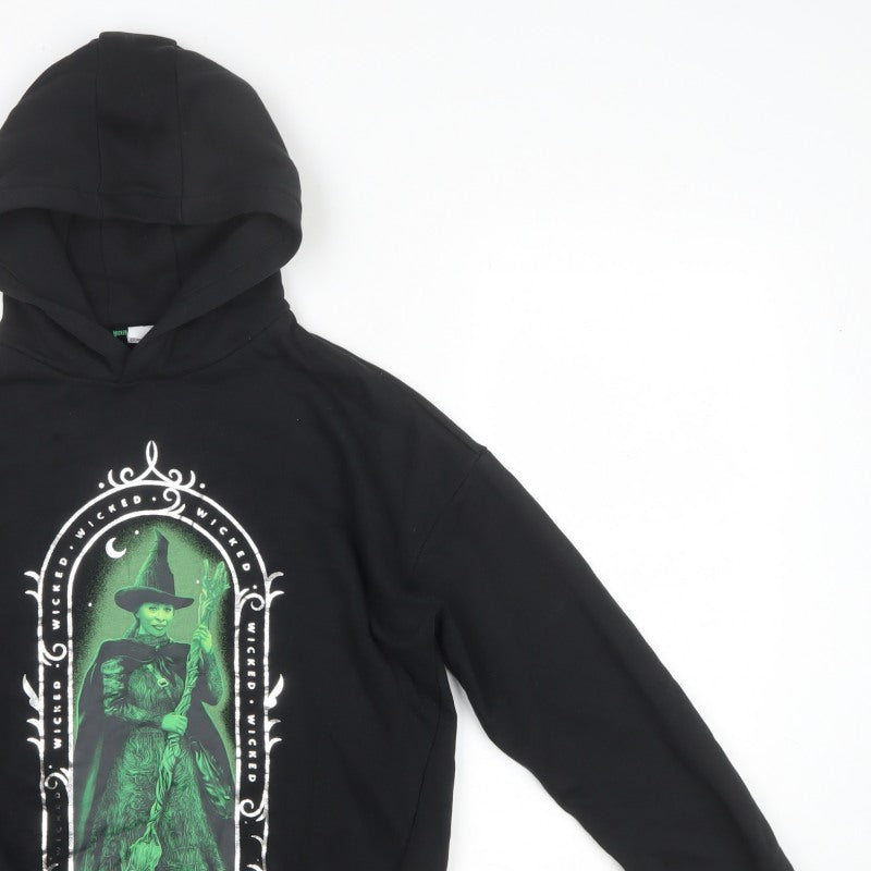 Wicked Girls Black 11-12 Years Pullover Hoodie Elphaba Graphic Print