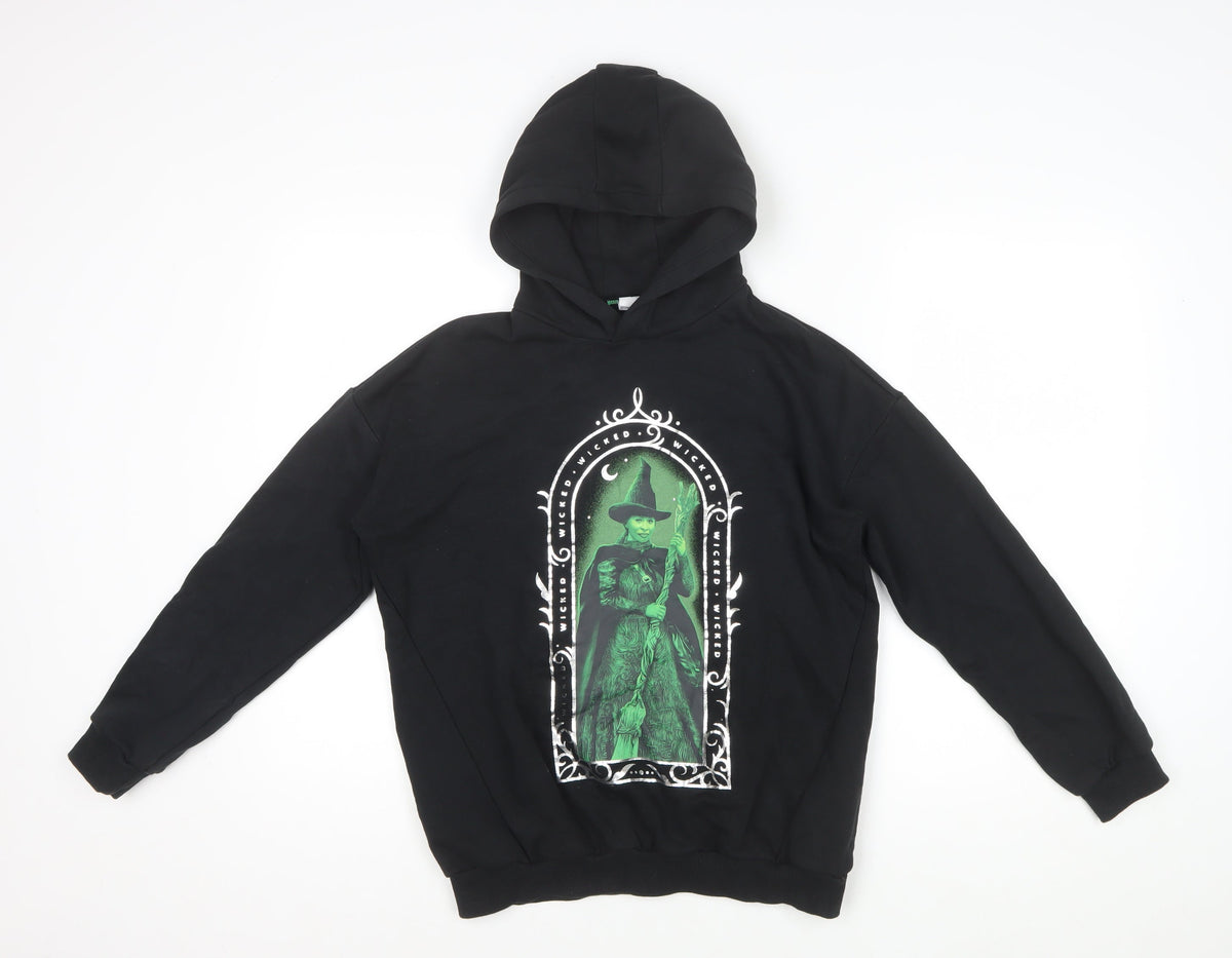 Wicked Girls Black 11-12 Years Pullover Hoodie Elphaba Graphic Print