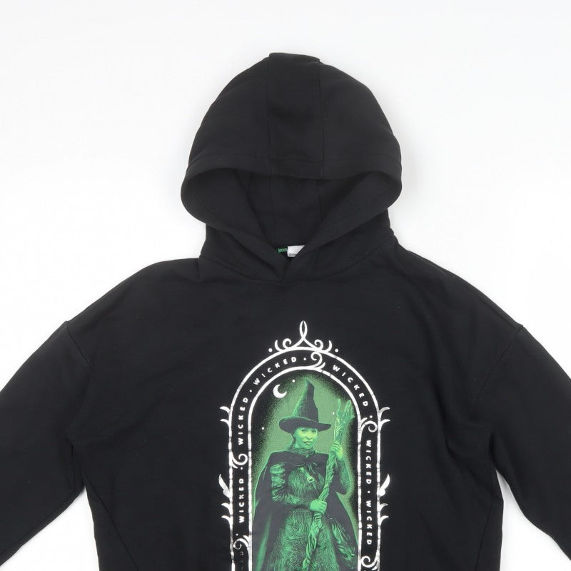 Wicked Girls Black 11-12 Years Pullover Hoodie Elphaba Graphic Print