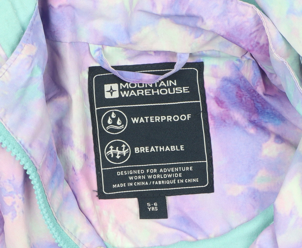Mountain Warehouse Girls Multicoloured 5-6 Years Waterproof Hooded Rain Jacket